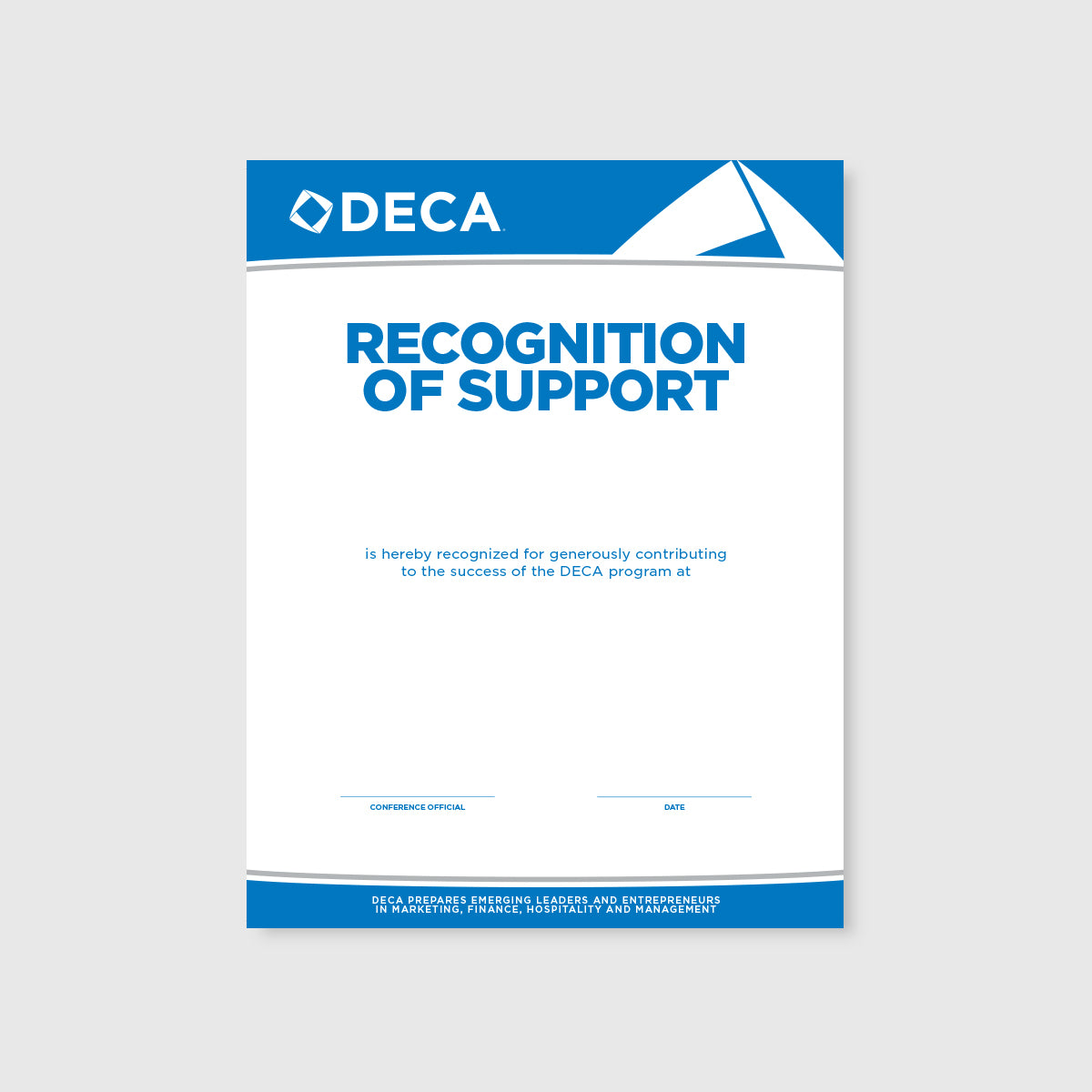 Recognition of Support Certificate